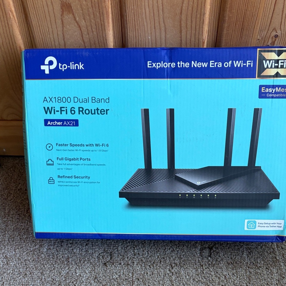 TP-Link Archer AX21 Wi‑Fi 6 Router - Black & Blue Packaging